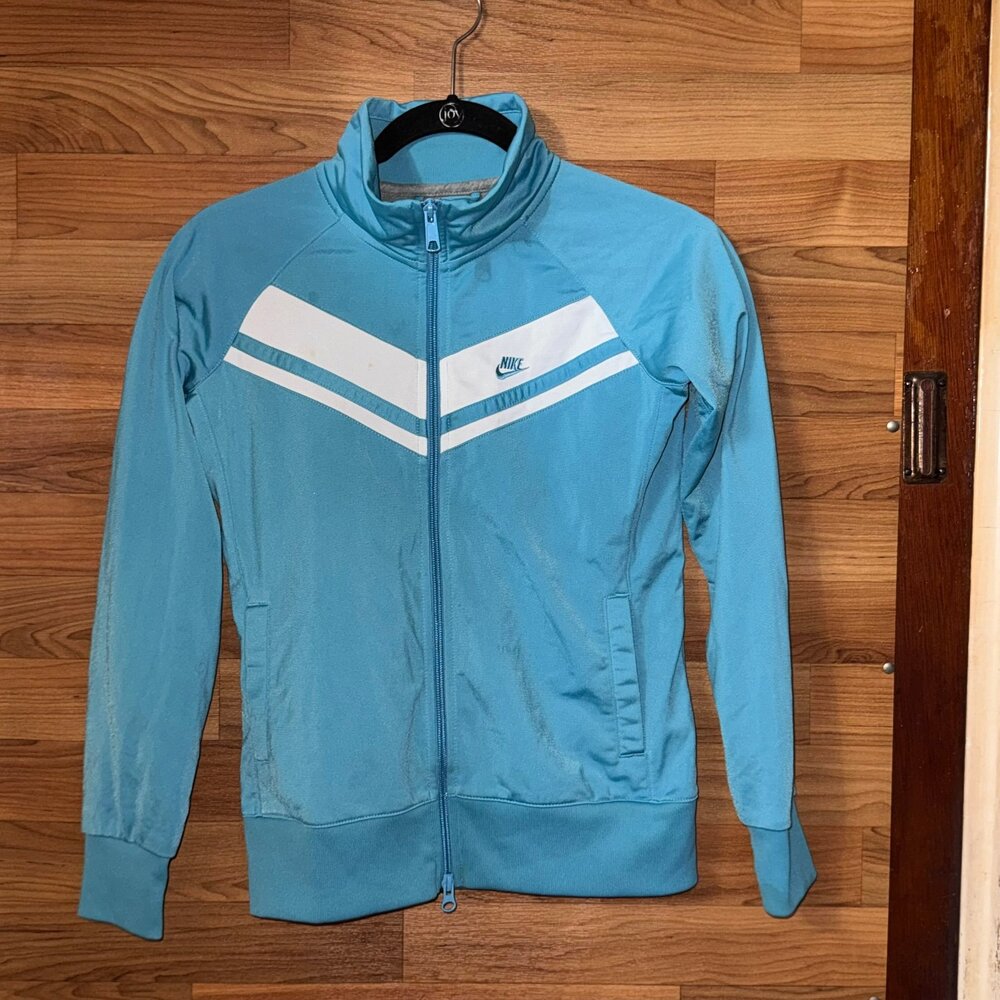 Nike Sportswear Track Jacket Youth Large 14 Blue White Full Zip GIRLS